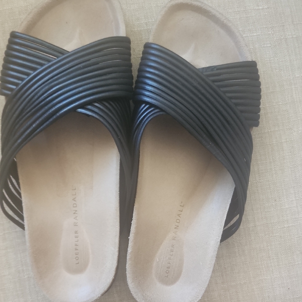 Loeffler Randall Black Strappy Slide Sandals
